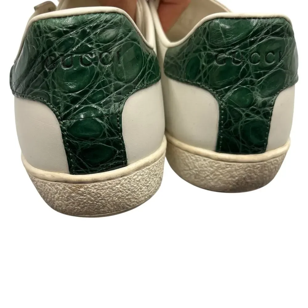 Gucci Sneakers Shoes Ace Web Stripe Leather Low Top White Red Green Size 38 / 8